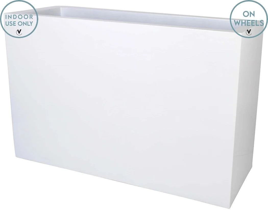 Chicago Plantenbak op Wielen Wit – L100 x B40 x H80cm